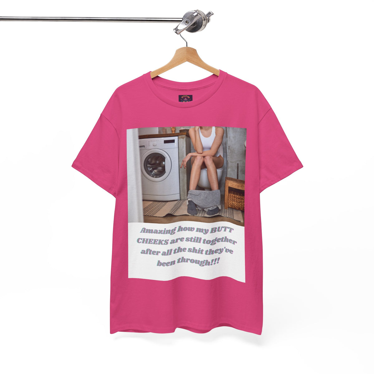 Still Together Bathroom Humor Tee – Female Design, Front Print | Intuition Within