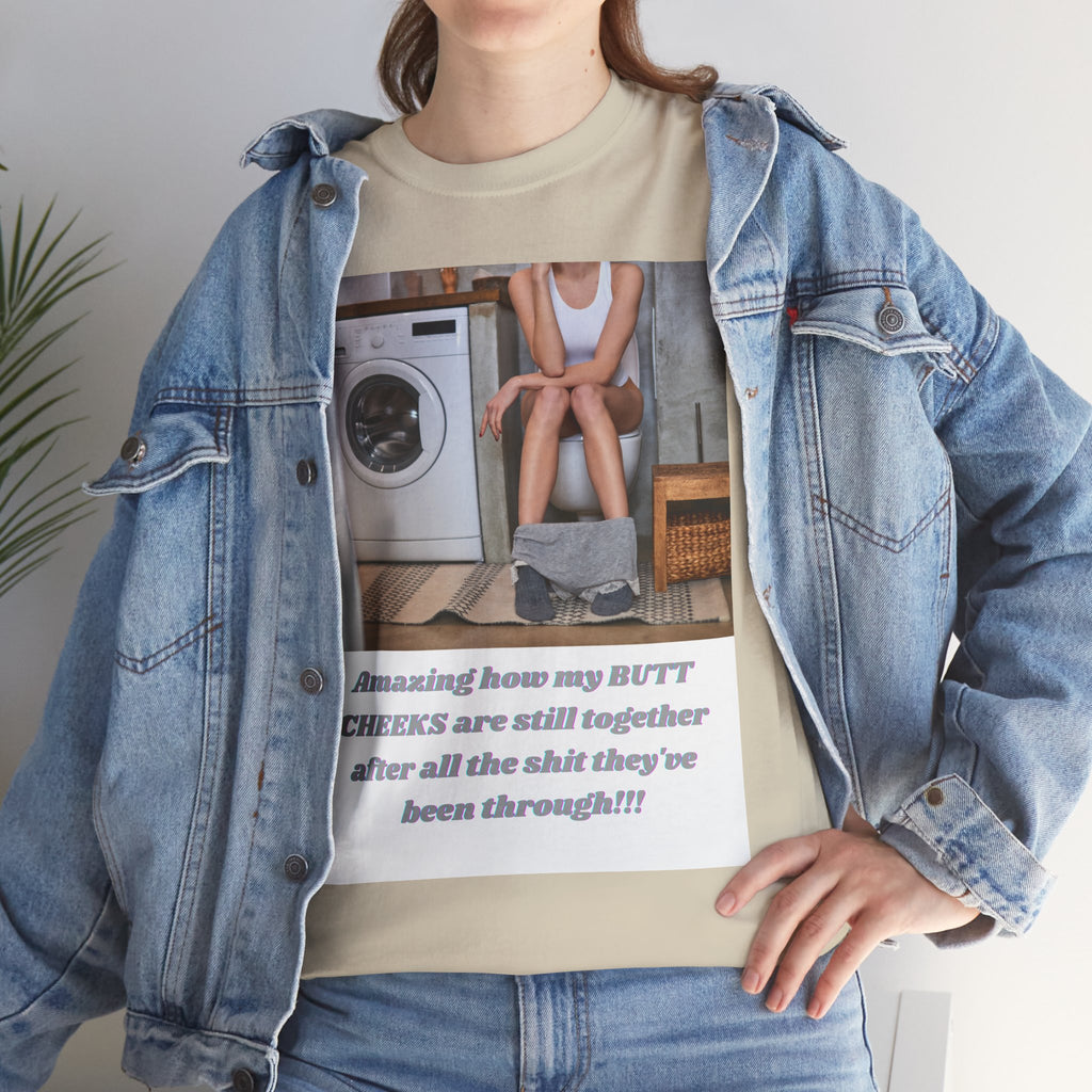 Still Together Bathroom Humor Tee – Female Design, Front Print | Intuition Within