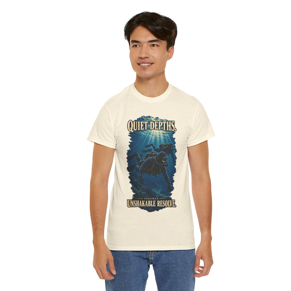 Quiet Depths, Unshakable Resolve T-Shirt | Military Diver Tribute