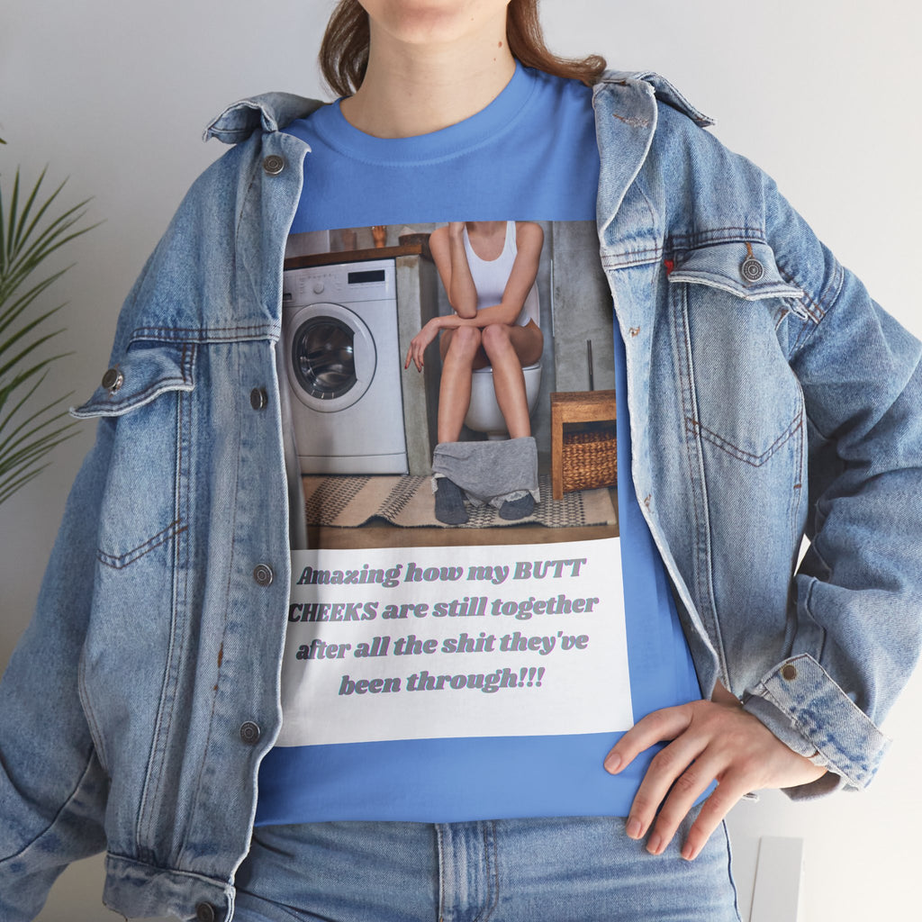Still Together Bathroom Humor Tee – Female Design, Front Print | Intuition Within