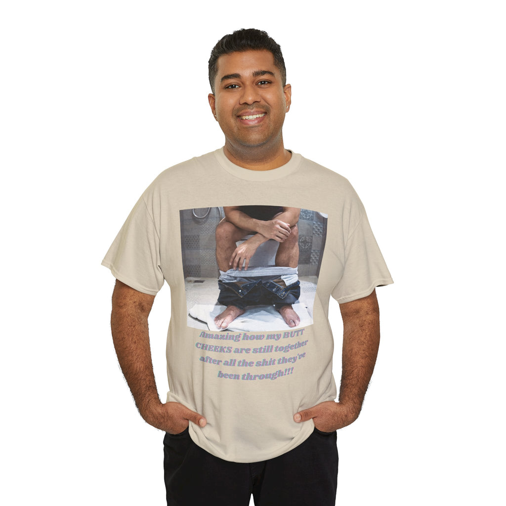 Still Together Bathroom Humor Tee – Male Design, Front Print | Intuition Within