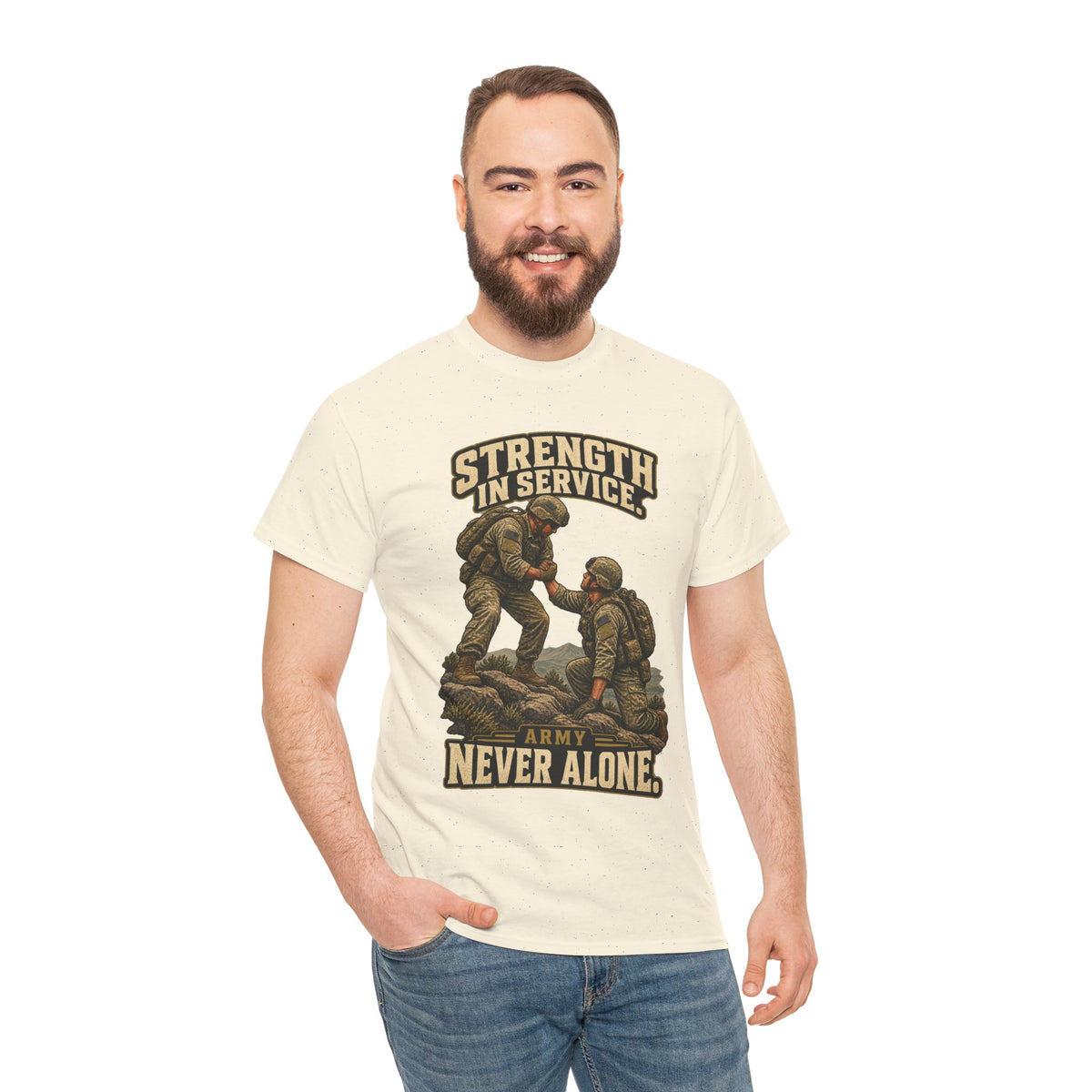 Strength in Service, Never Alone T-Shirt | Military Tribute