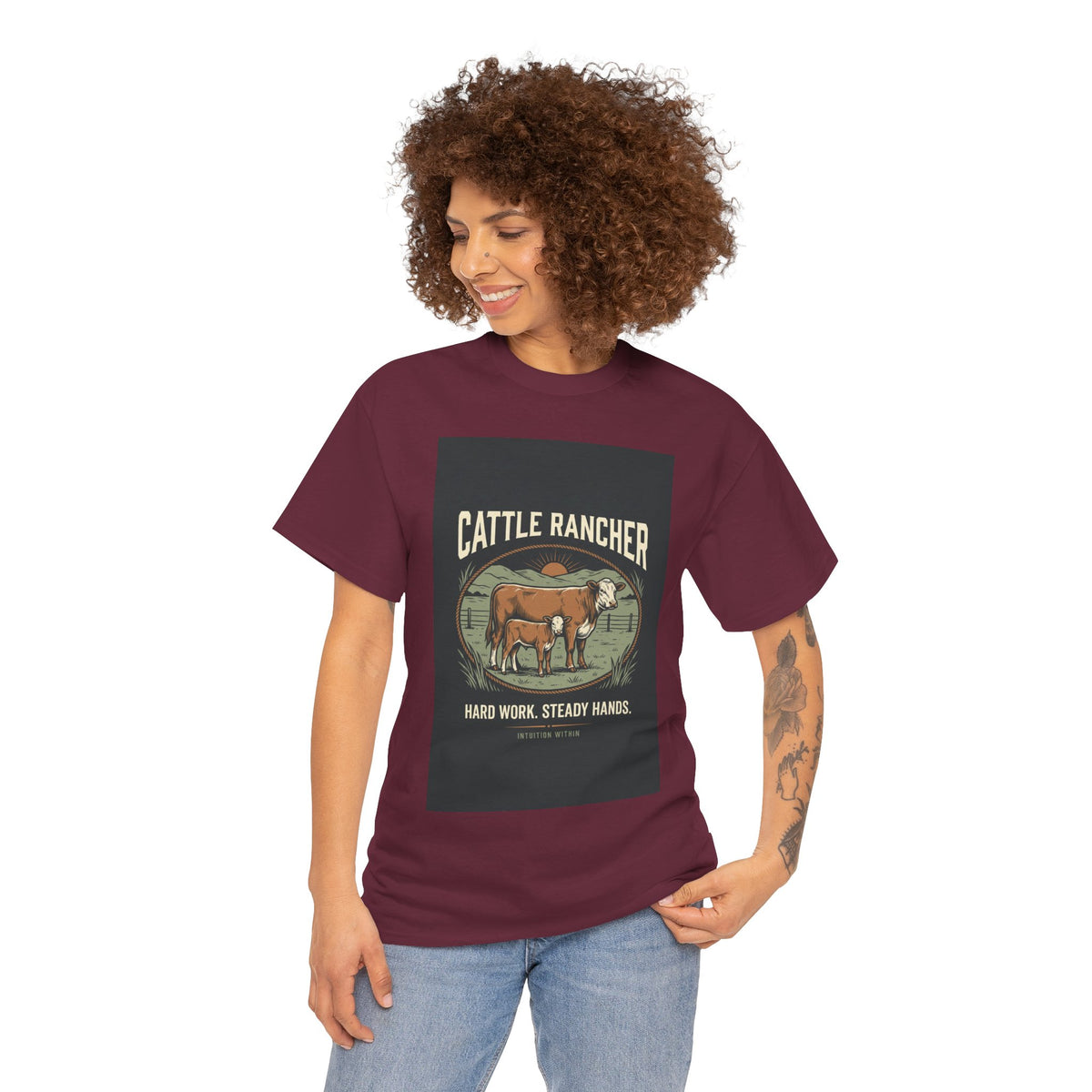 Hard Work, Steady Hands Cattle Rancher T-Shirt