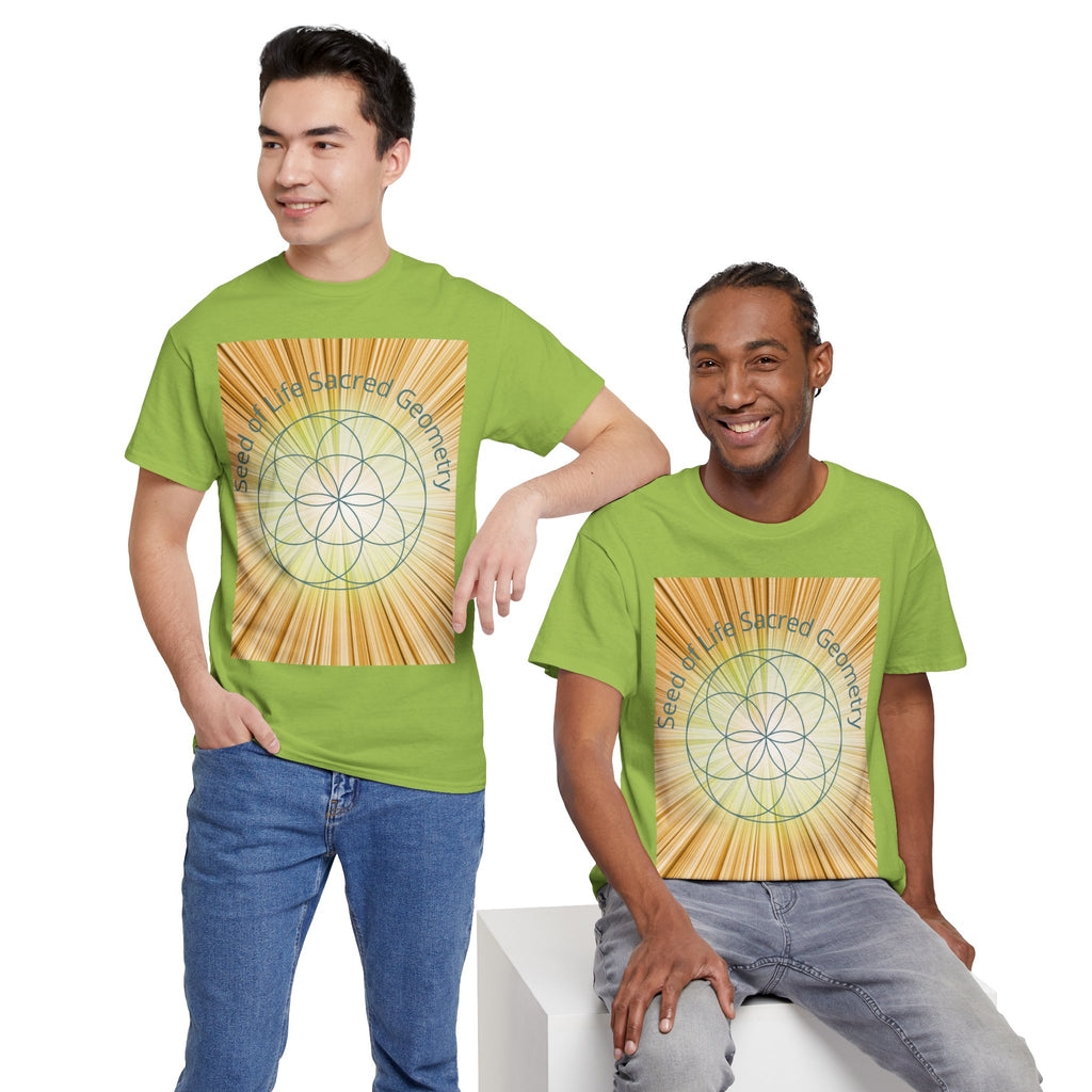 Seed of Life Sacred Geometry Tee – Golden Front Print | Intuition Within