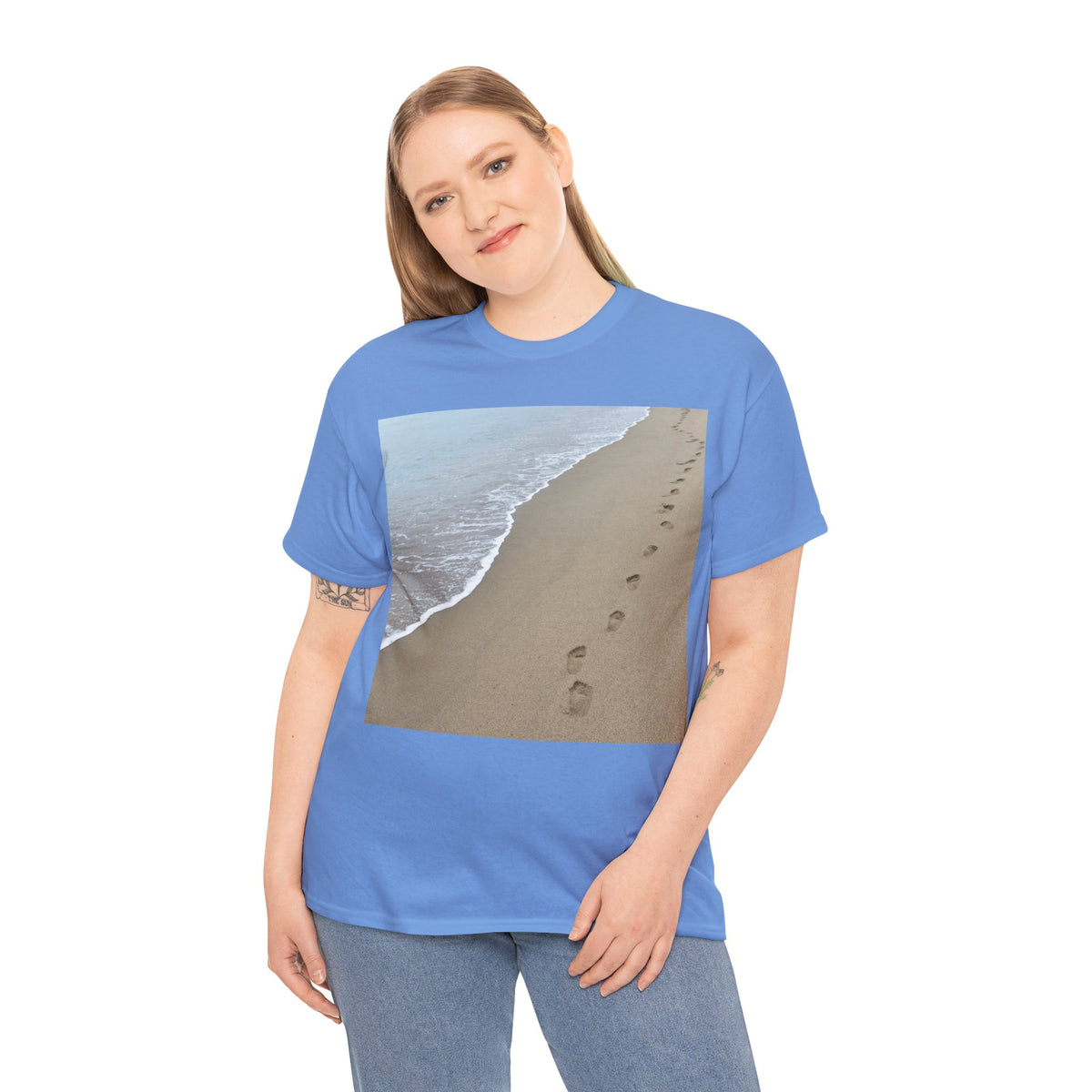 Beach Footprints Coastal Photo Tee – Front Print | Intuition Within