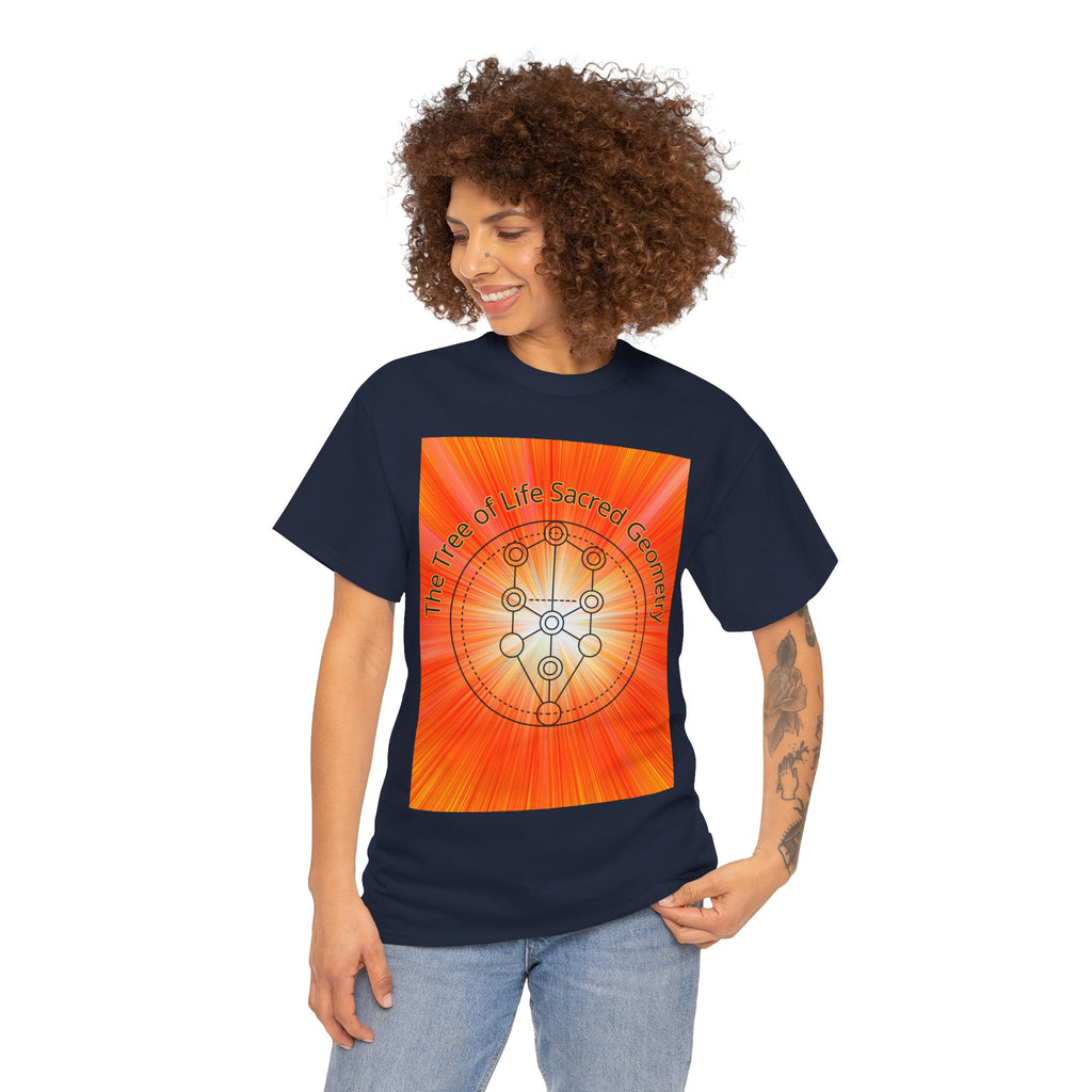 Tree of Life Sacred Geometry Tee – Orange Front Print | Intuition Within