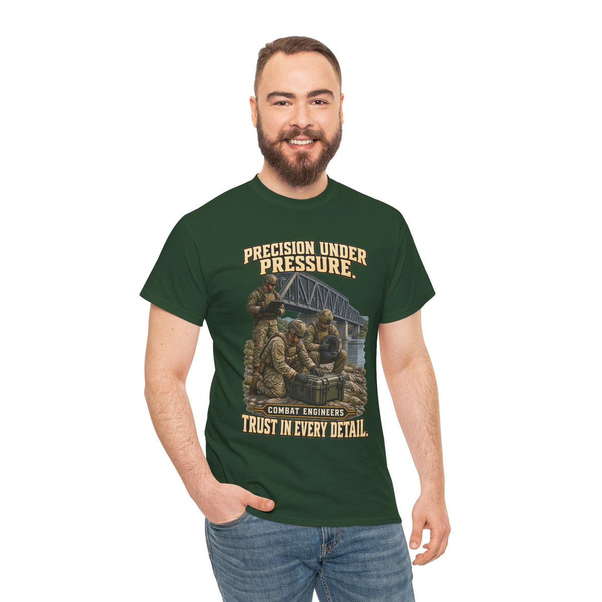 Precision Under Pressure Combat Engineer T-Shirt | Military Tribute