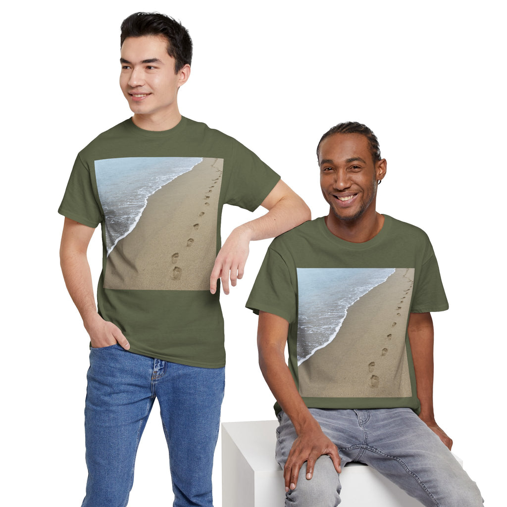 Beach Footprints Coastal Photo Tee – Front Print | Intuition Within