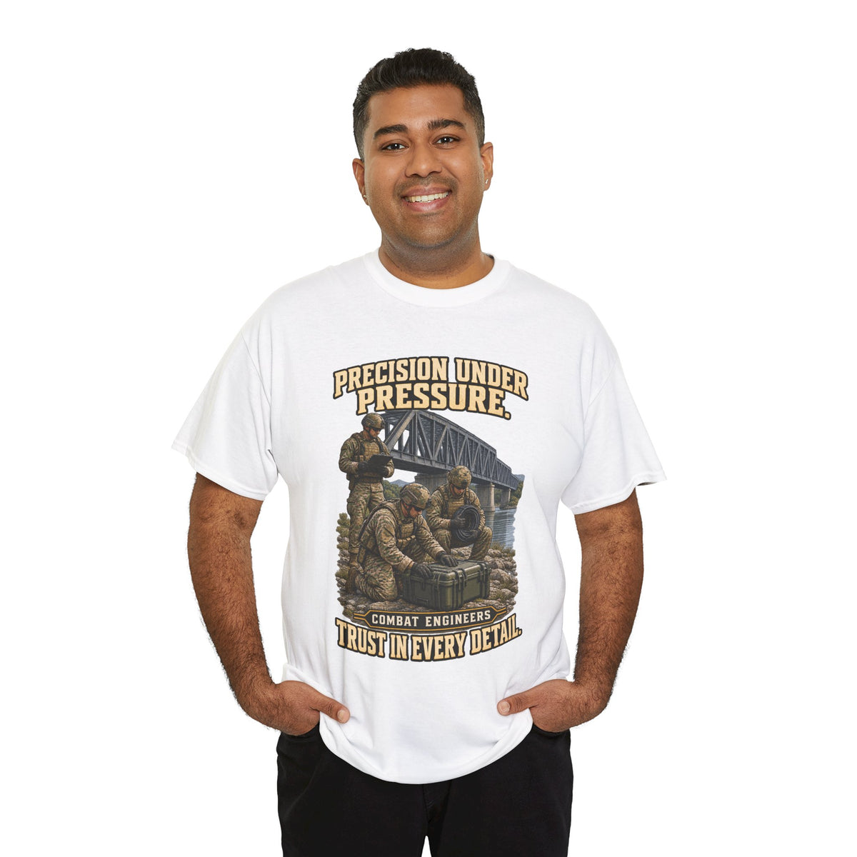 Precision Under Pressure Combat Engineer T-Shirt | Military Tribute
