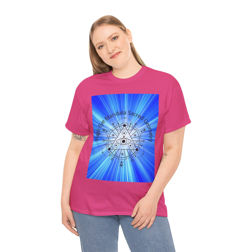 Blue Mandala Eye Sacred Geometry Tee – Front Print | Intuition Within