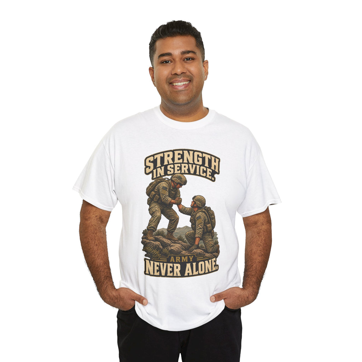 Strength in Service, Never Alone T-Shirt | Military Tribute