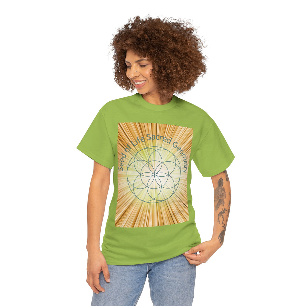 Seed of Life Sacred Geometry Tee – Golden Front Print | Intuition Within