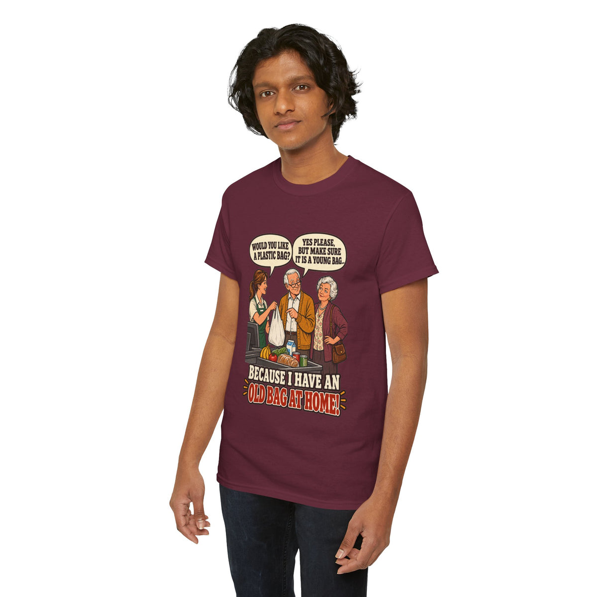 Old Bag at Home T-Shirt | Cheeky Shopping Humor