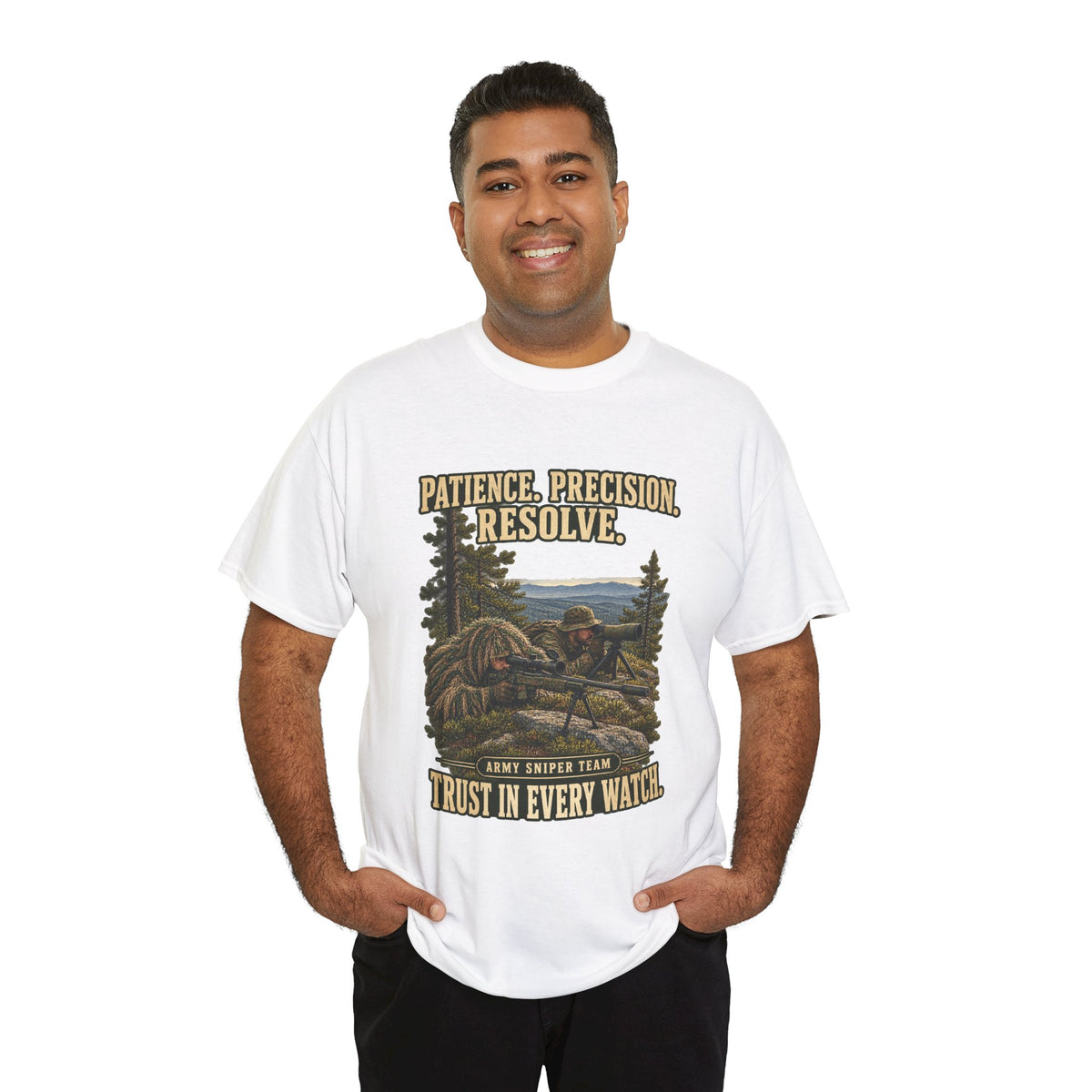 Patience, Precision, Resolve T-Shirt | Army Sniper Team Tribute
