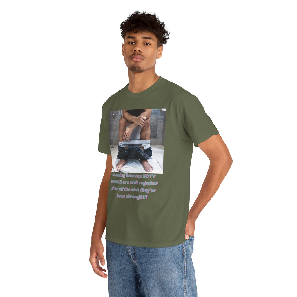 Still Together Bathroom Humor Tee – Male Design, Front Print | Intuition Within