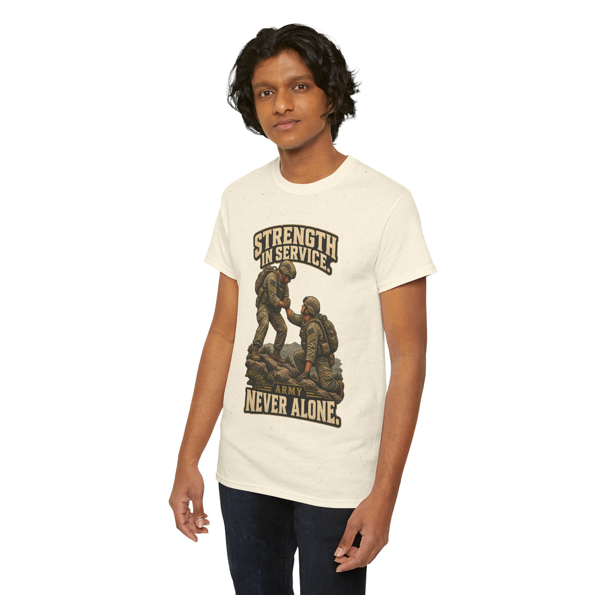 Strength in Service, Never Alone T-Shirt | Military Tribute