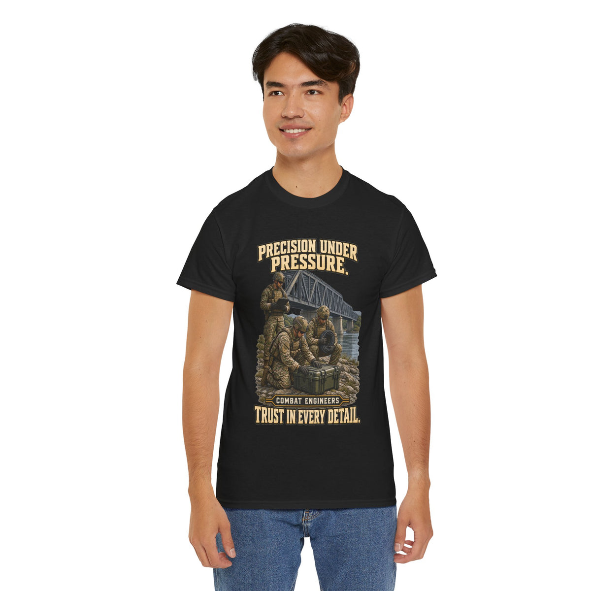 Precision Under Pressure Combat Engineer T-Shirt | Military Tribute