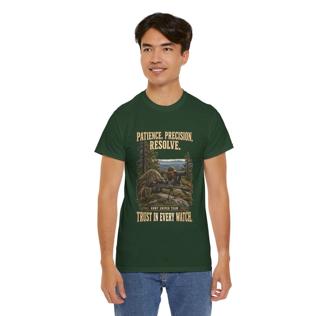 Patience, Precision, Resolve T-Shirt | Army Sniper Team Tribute