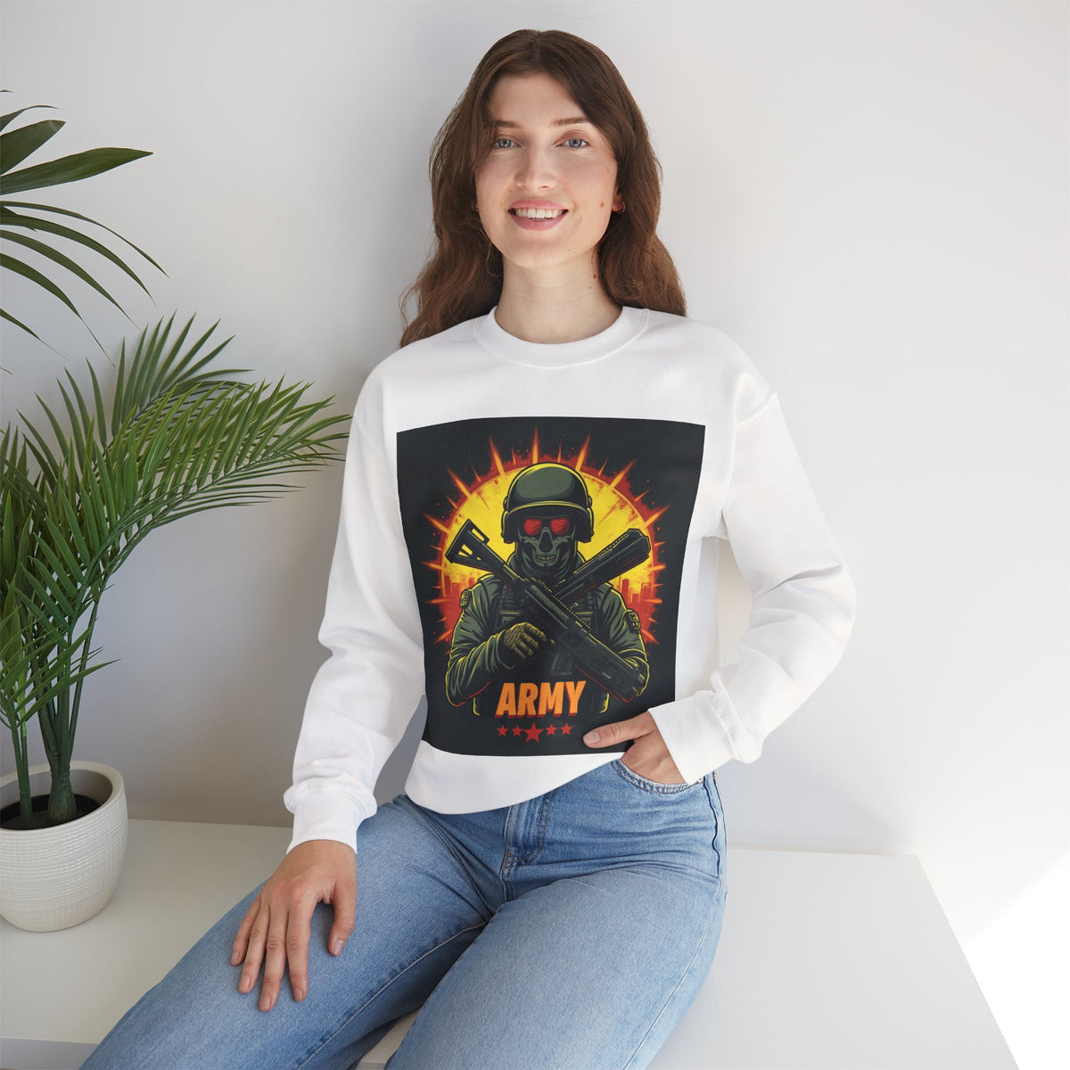 Army Tribute Skull Graphic Sweatshirt | Intuition Within