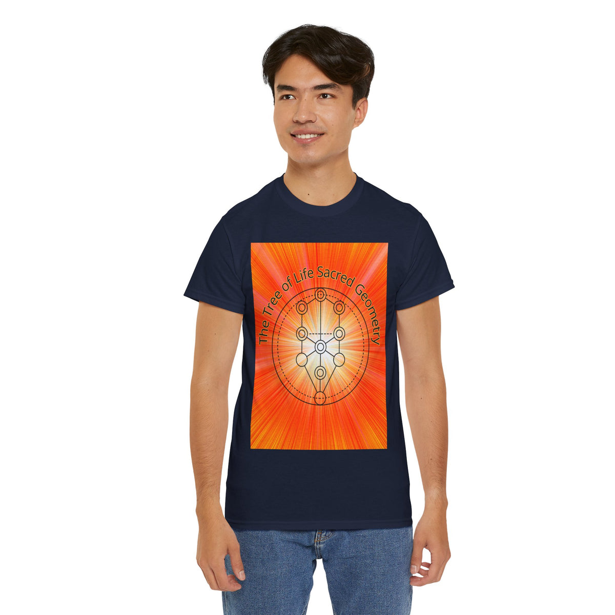 Tree of Life Sacred Geometry Tee – Orange Front Print | Intuition Within