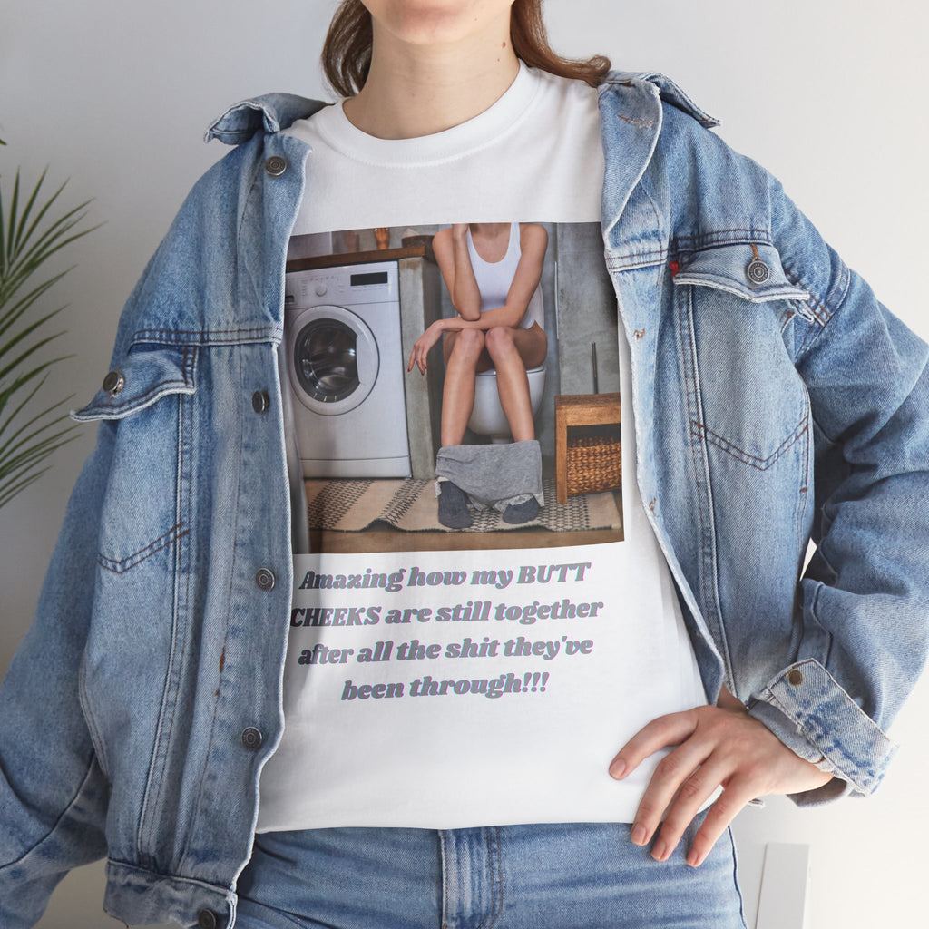 Still Together Bathroom Humor Tee – Female Design, Front Print | Intuition Within