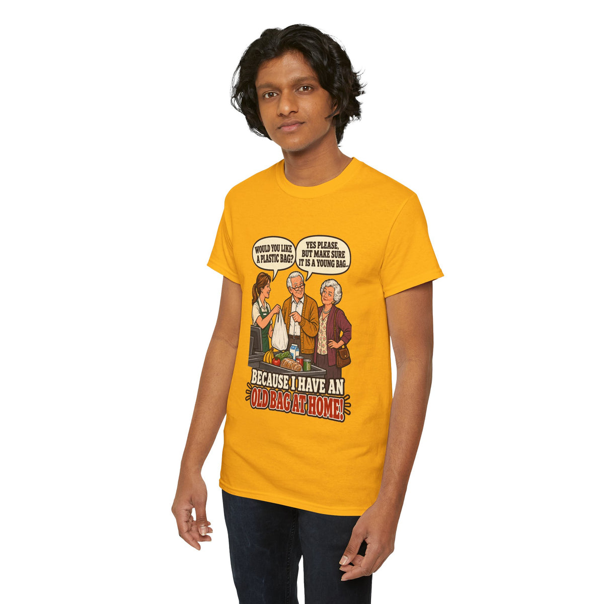 Old Bag at Home T-Shirt | Cheeky Shopping Humor