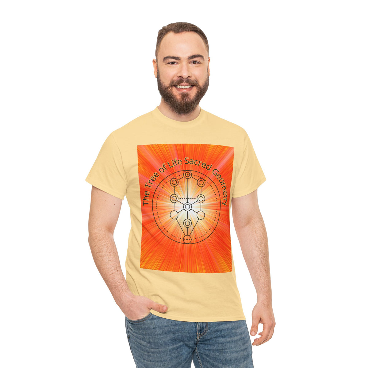 Tree of Life Sacred Geometry Tee – Orange Front Print | Intuition Within