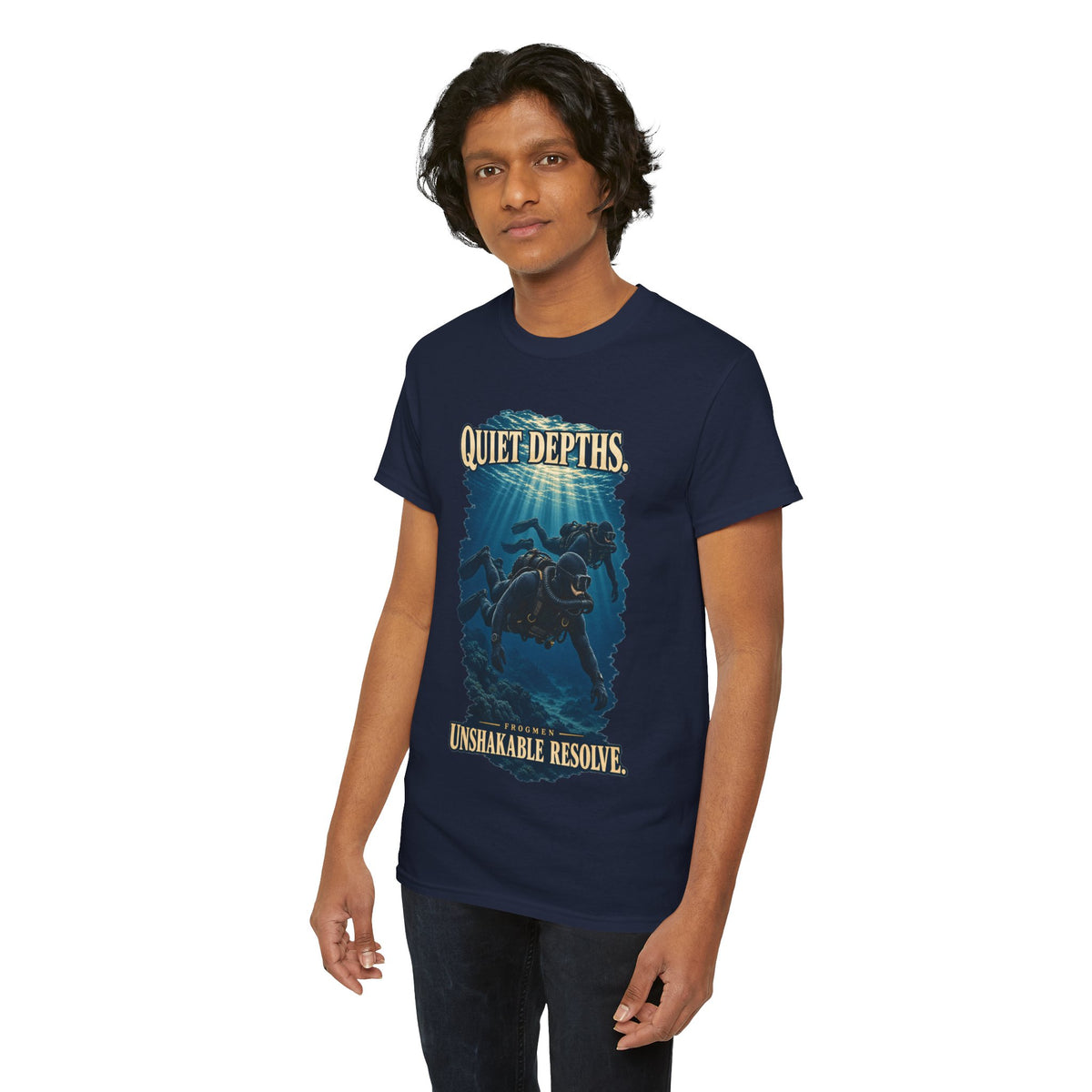 Quiet Depths, Unshakable Resolve T-Shirt | Military Diver Tribute