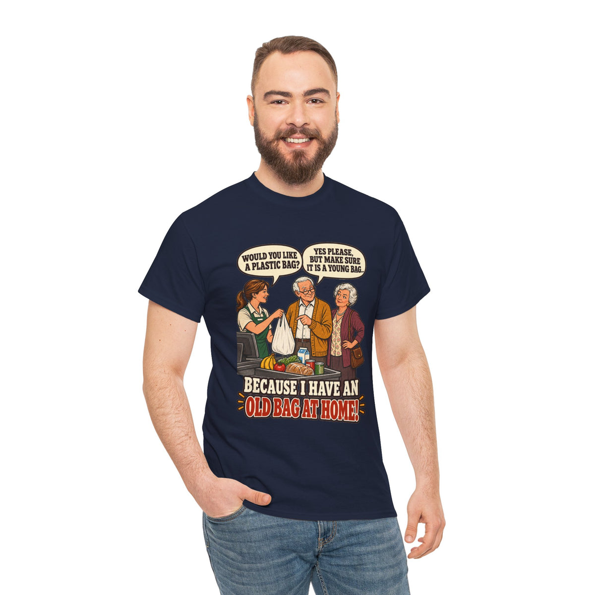 Old Bag at Home T-Shirt | Cheeky Shopping Humor