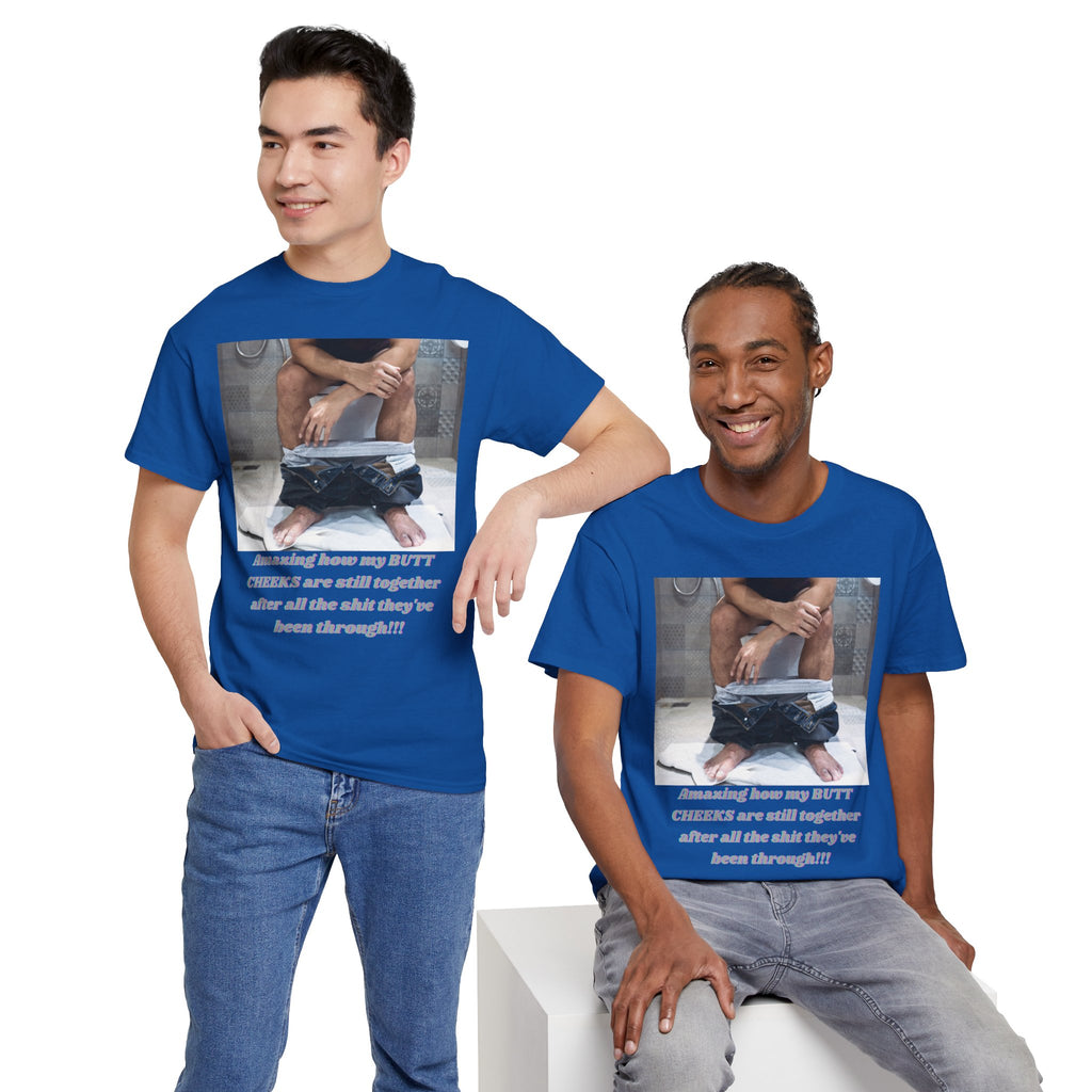 Still Together Bathroom Humor Tee – Male Design, Front Print | Intuition Within