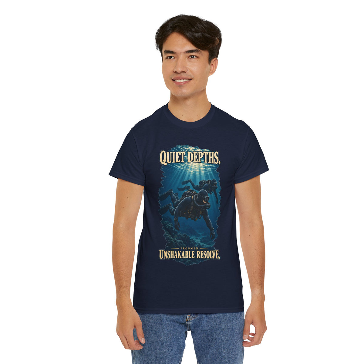 Quiet Depths, Unshakable Resolve T-Shirt | Military Diver Tribute