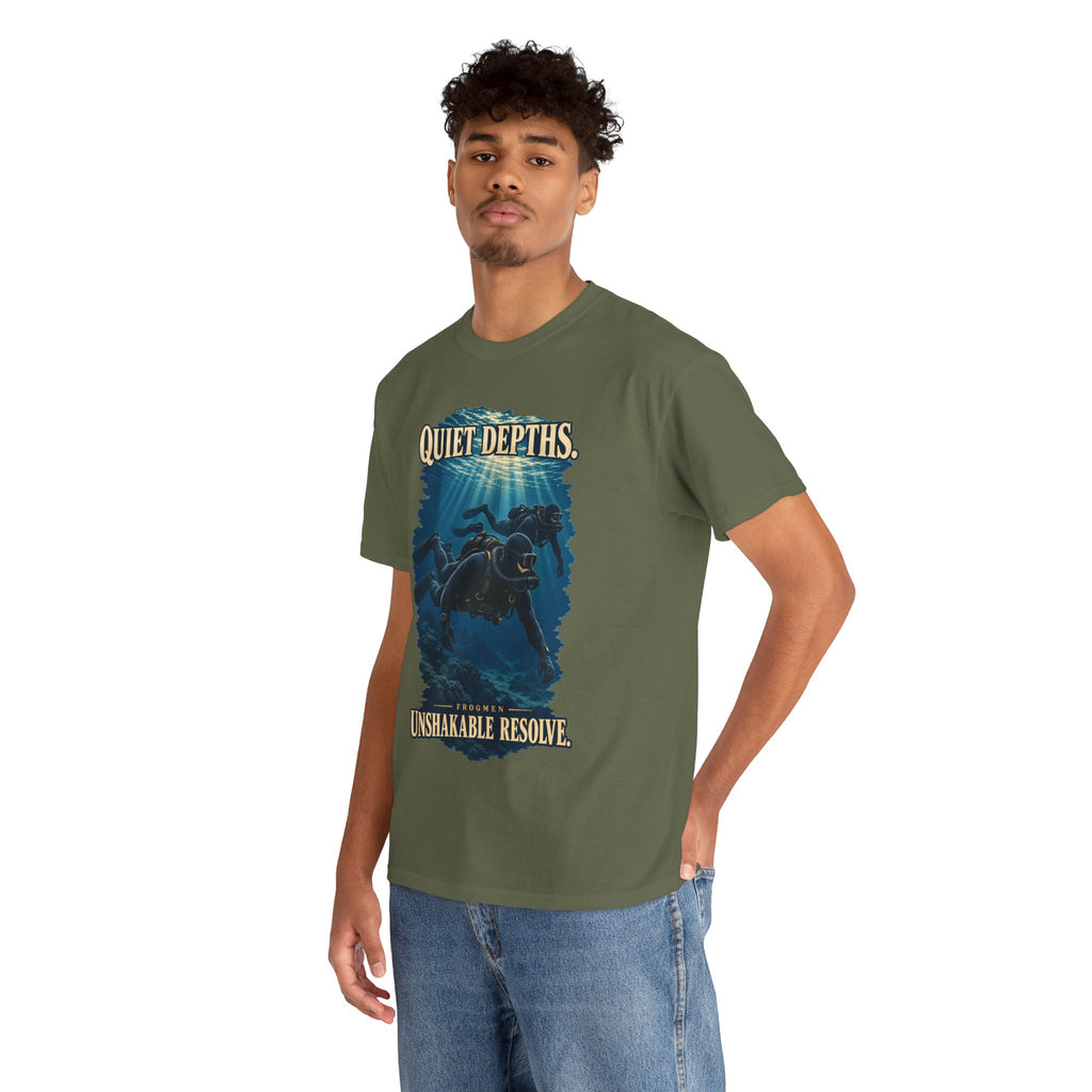 Quiet Depths, Unshakable Resolve T-Shirt | Military Diver Tribute