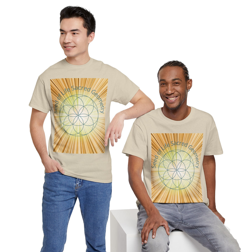 Seed of Life Sacred Geometry Tee – Golden Front Print | Intuition Within
