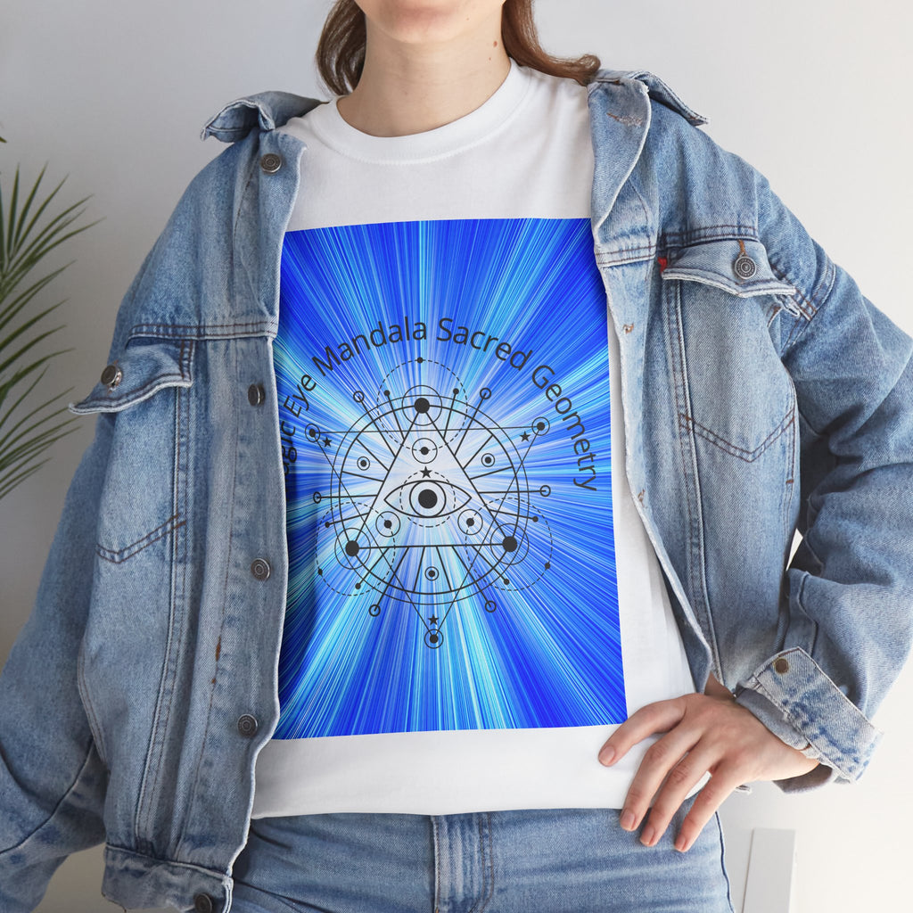 Blue Mandala Eye Sacred Geometry Tee – Front Print | Intuition Within