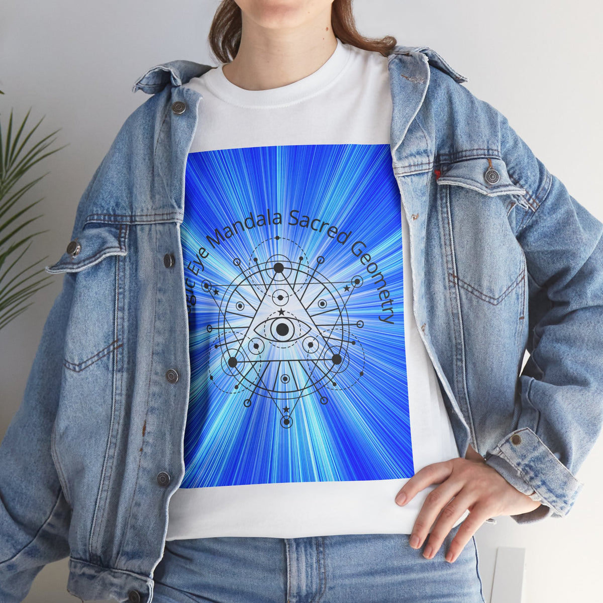 Blue Mandala Eye Sacred Geometry Tee – Front Print | Intuition Within