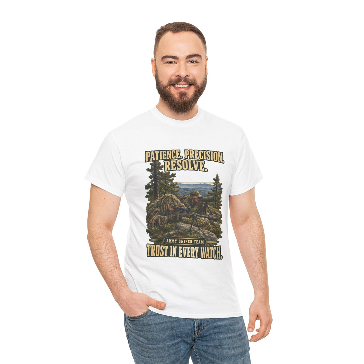 Patience, Precision, Resolve T-Shirt | Army Sniper Team Tribute