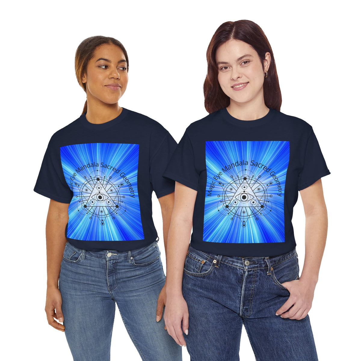 Blue Mandala Eye Sacred Geometry Tee – Front Print | Intuition Within
