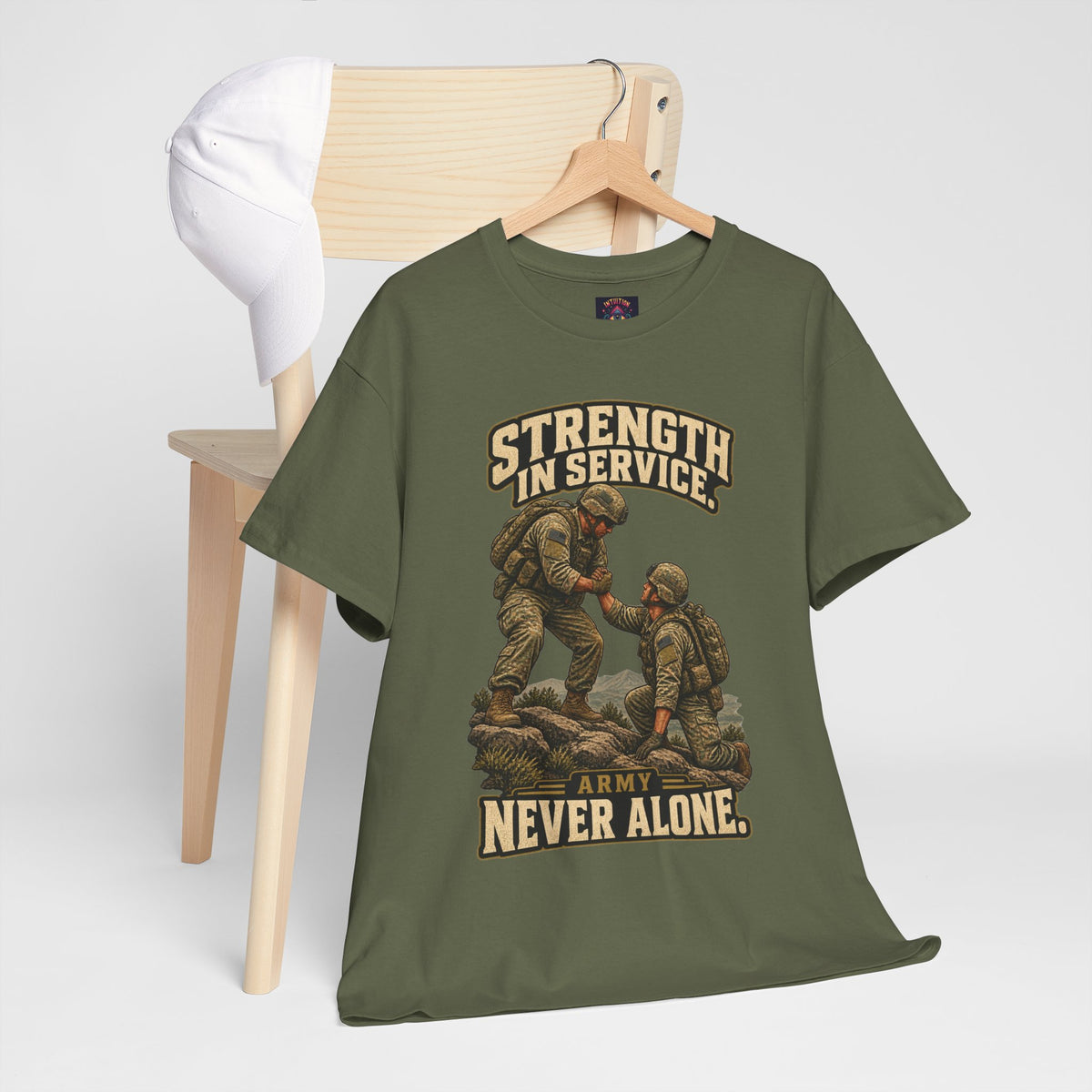 Strength in Service, Never Alone T-Shirt | Military Tribute