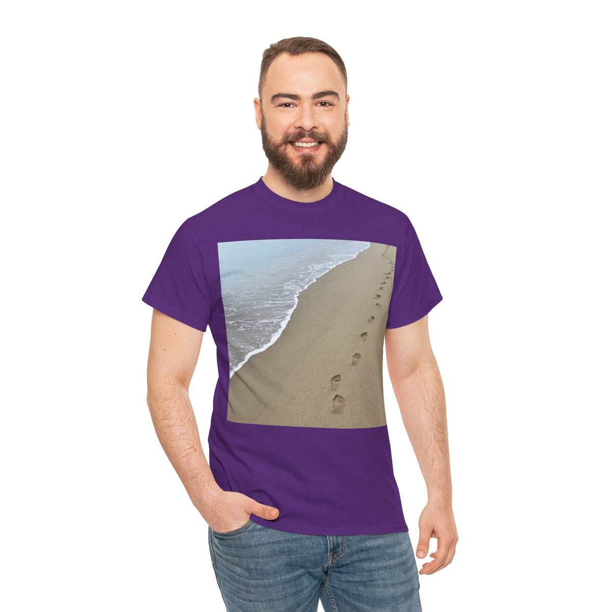 Beach Footprints Coastal Photo Tee – Front Print | Intuition Within