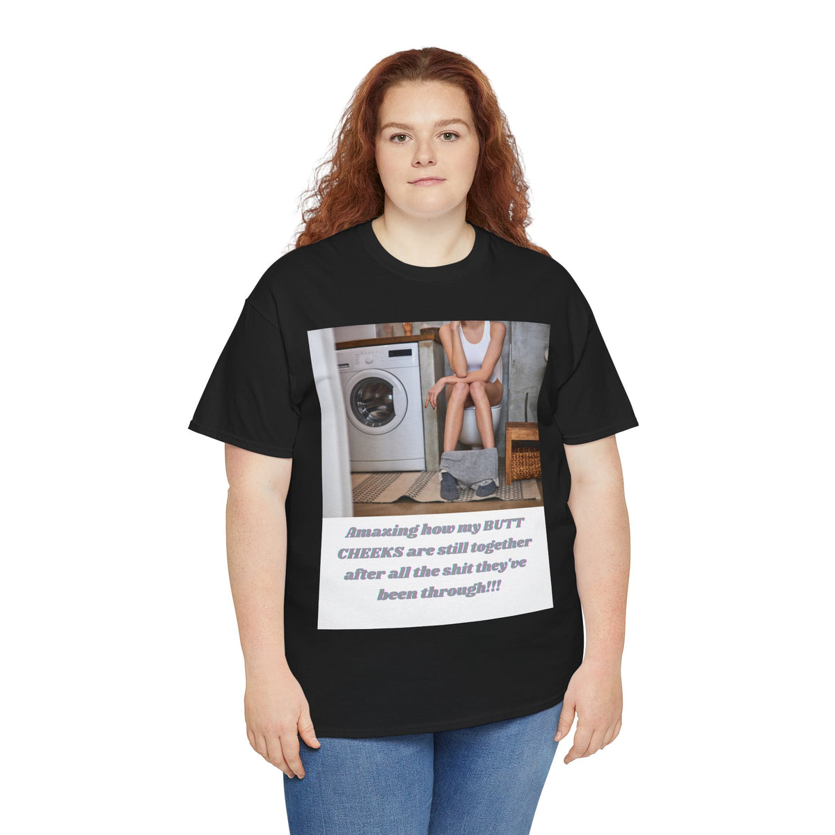 Still Together Bathroom Humor Tee – Female Design, Front Print | Intuition Within