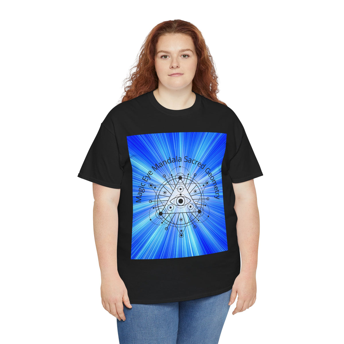 Blue Mandala Eye Sacred Geometry Tee – Front Print | Intuition Within