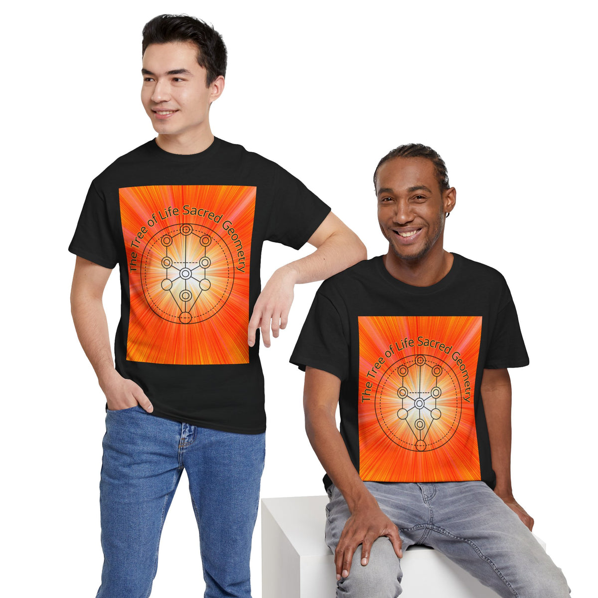 Tree of Life Sacred Geometry Tee – Orange Front Print | Intuition Within