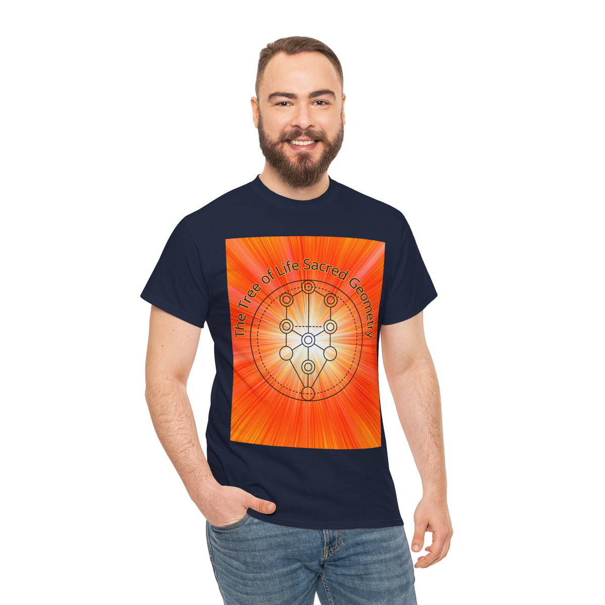 Tree of Life Sacred Geometry Tee – Orange Front Print | Intuition Within