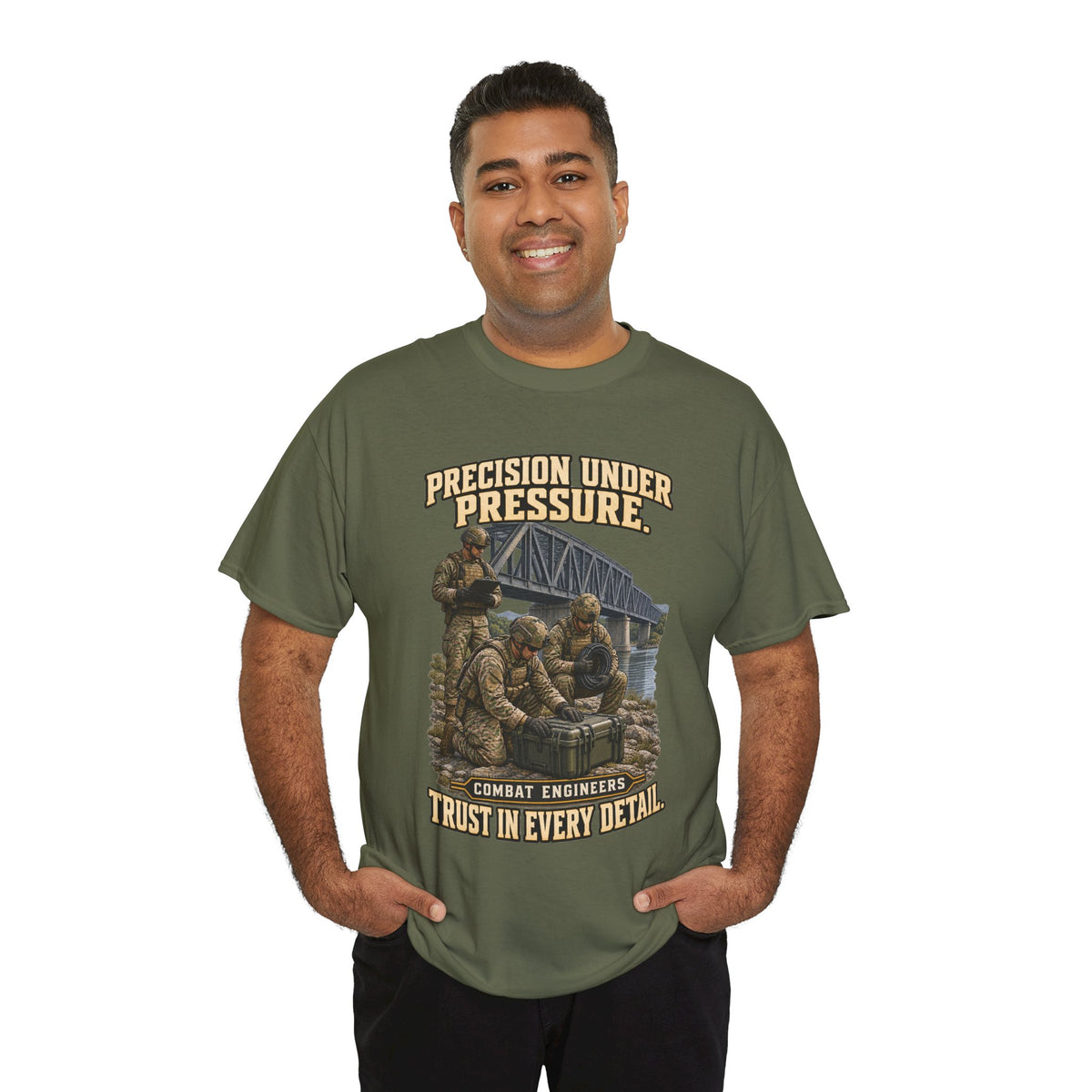 Precision Under Pressure Combat Engineer T-Shirt | Military Tribute