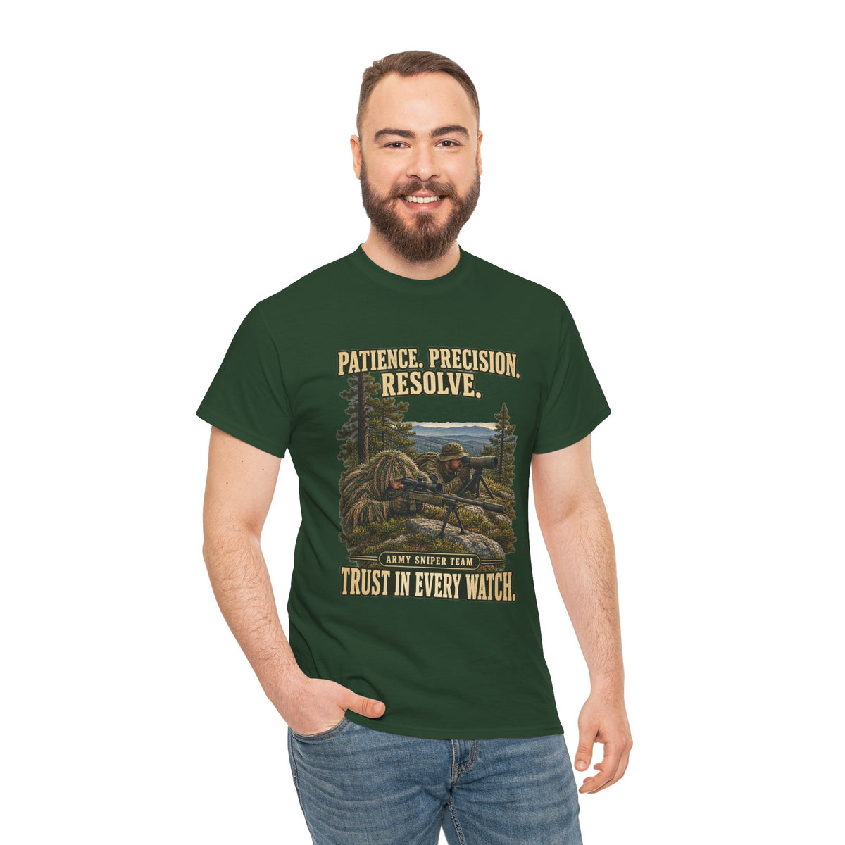 Patience, Precision, Resolve T-Shirt | Army Sniper Team Tribute
