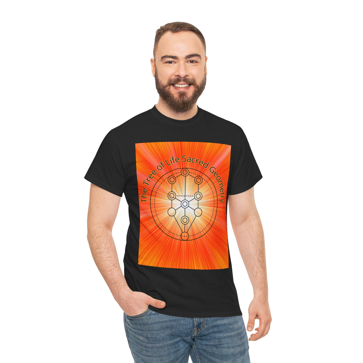 Tree of Life Sacred Geometry Tee – Orange Front Print | Intuition Within