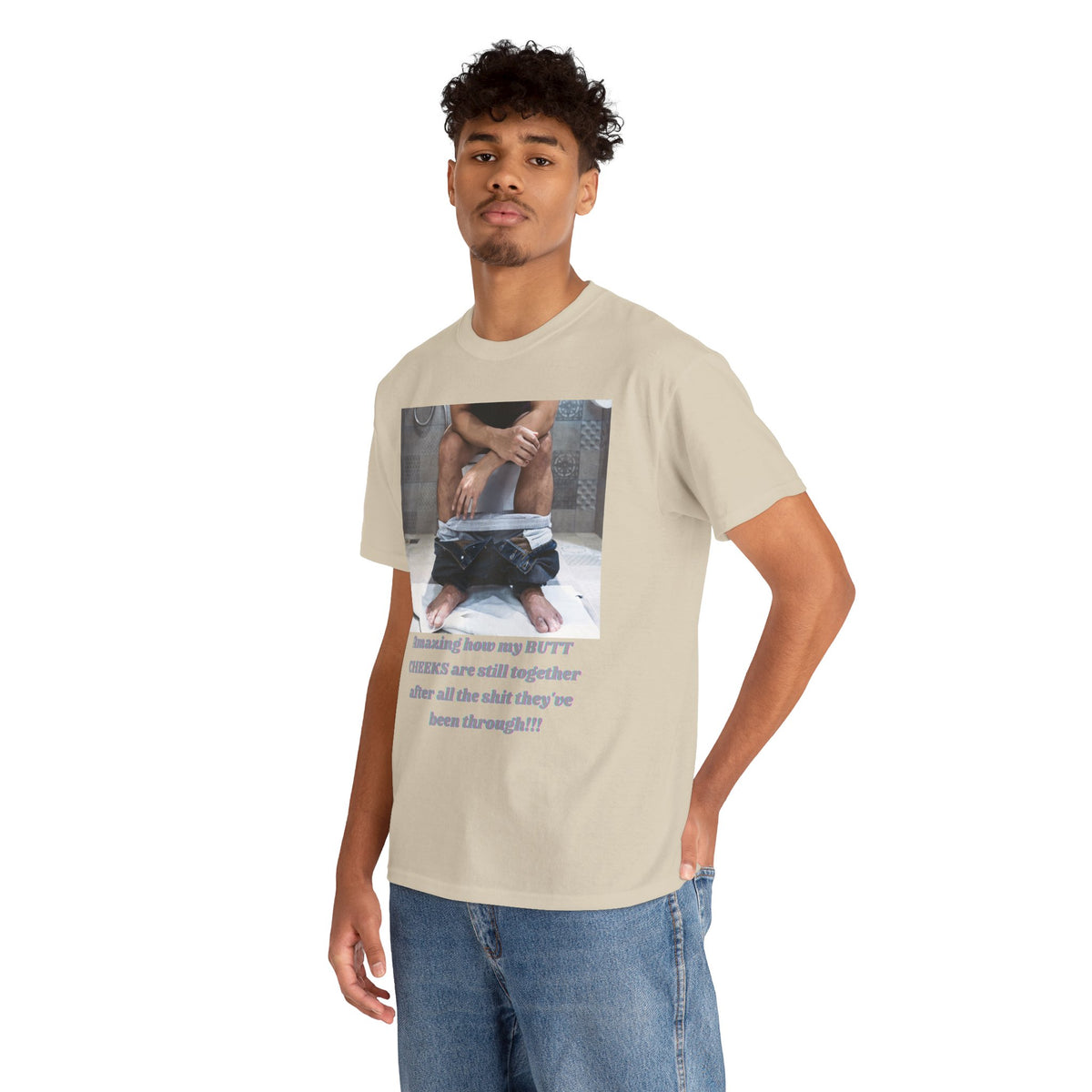 Still Together Bathroom Humor Tee – Male Design, Front Print | Intuition Within