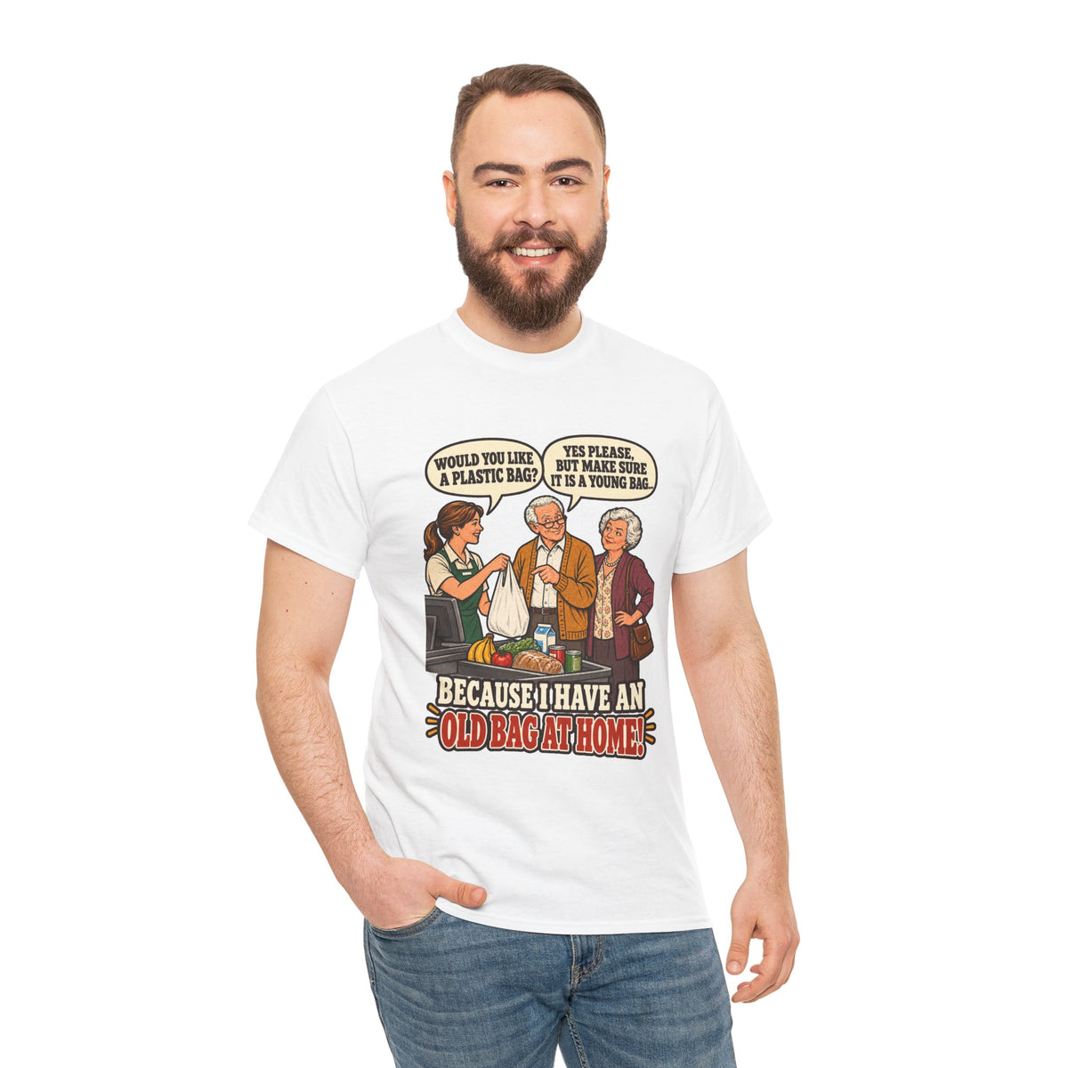 Old Bag at Home T-Shirt | Cheeky Shopping Humor