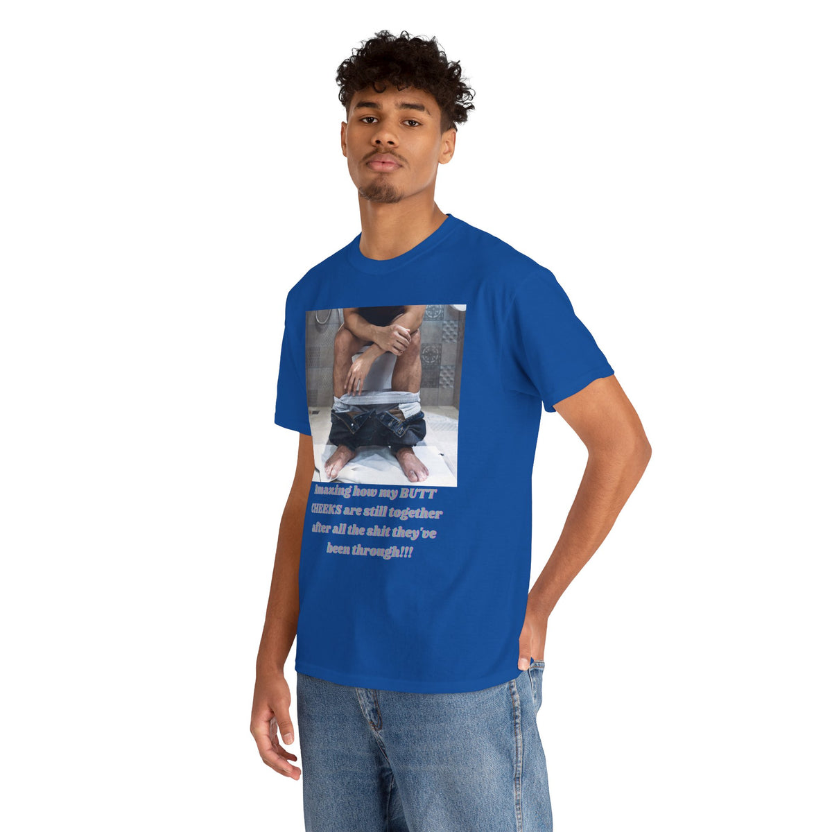 Still Together Bathroom Humor Tee – Male Design, Front Print | Intuition Within