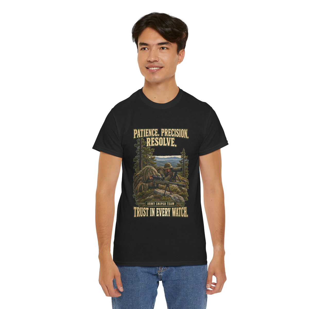 Patience, Precision, Resolve T-Shirt | Army Sniper Team Tribute